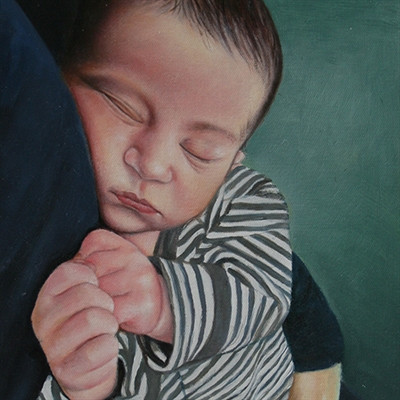 Hand Painted Oil Portrait from Photo of A Sleeping Baby,by myDaVinci - myDaVinci